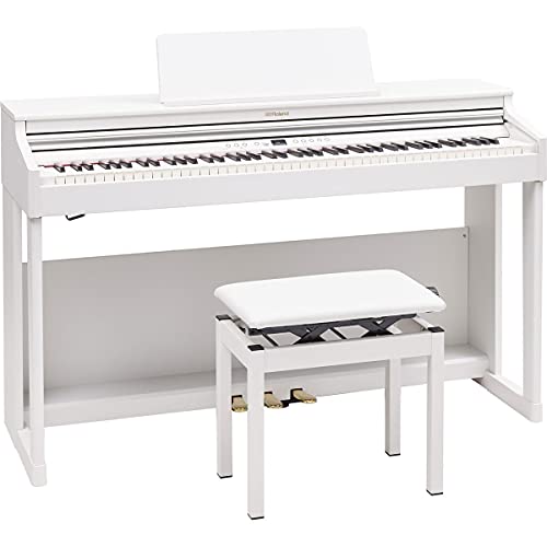 Roland RP701 88-Key SuperNATURAL Classic Digital Piano, with Bench & Stand, White Bundle with Studio Monitor Headphones