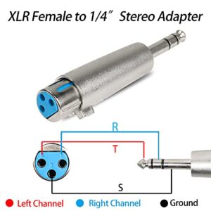 PNGKNYOCN 1/4" to XLR Adapter，6.35mm TRS Male to XLR Female Stereo Balanced Audio Connector for Mixer, Speaker, Microphone and More（2-Pack）