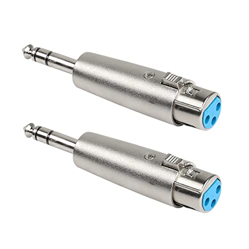 PNGKNYOCN 1/4" to XLR Adapter，6.35mm TRS Male to XLR Female Stereo Balanced Audio Connector for Mixer, Speaker, Microphone and More（2-Pack）