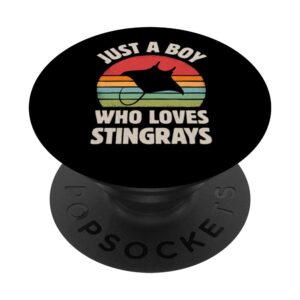 stingray just a boy who loves sea animals men retro vintage popsockets swappable popgrip