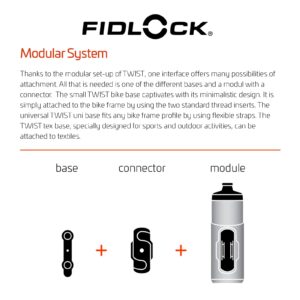 FIDLOCK Twist Bottle 800 & Bike Base Set - New Leak-Proof, Self-Sealing Bottle Cap - Bike Water Bottle Holder with No Screws & Attached Bottle - Cage Free Magnetic Rack - Black