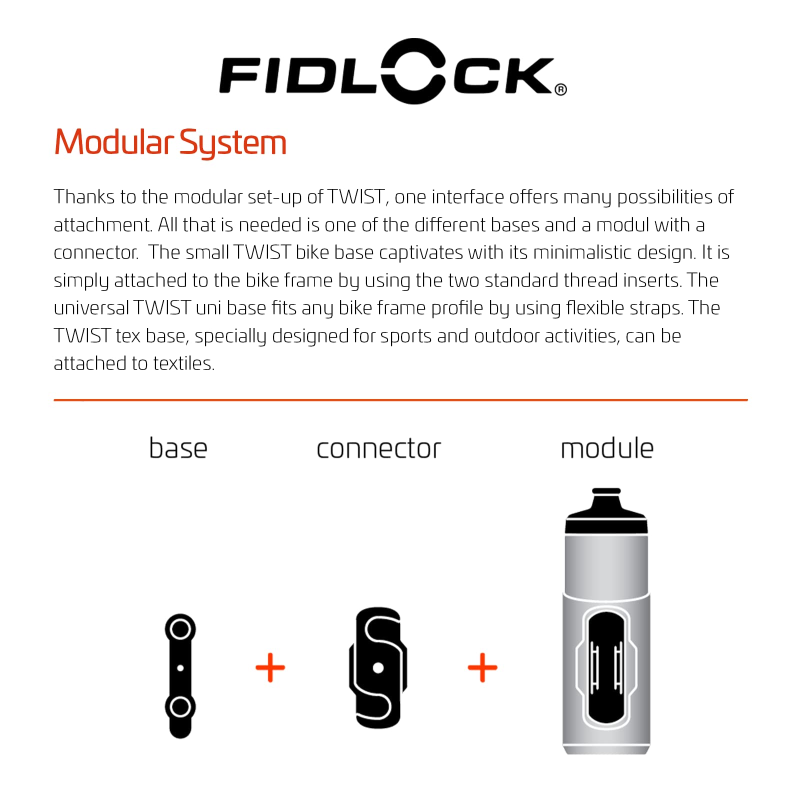 FIDLOCK Twist Bottle 800 & Bike Base Set - New Leak-Proof, Self-Sealing Bottle Cap - Bike Water Bottle Holder with No Screws & Attached Bottle - Cage Free Magnetic Rack - Black