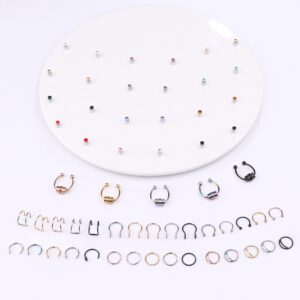 FASACCO Fake Nose Ring Fake Septum Fake Nose Piercing Faux Nose Stud Fake Nose Piercing Faux Pretend Nose Ring (59pcs)