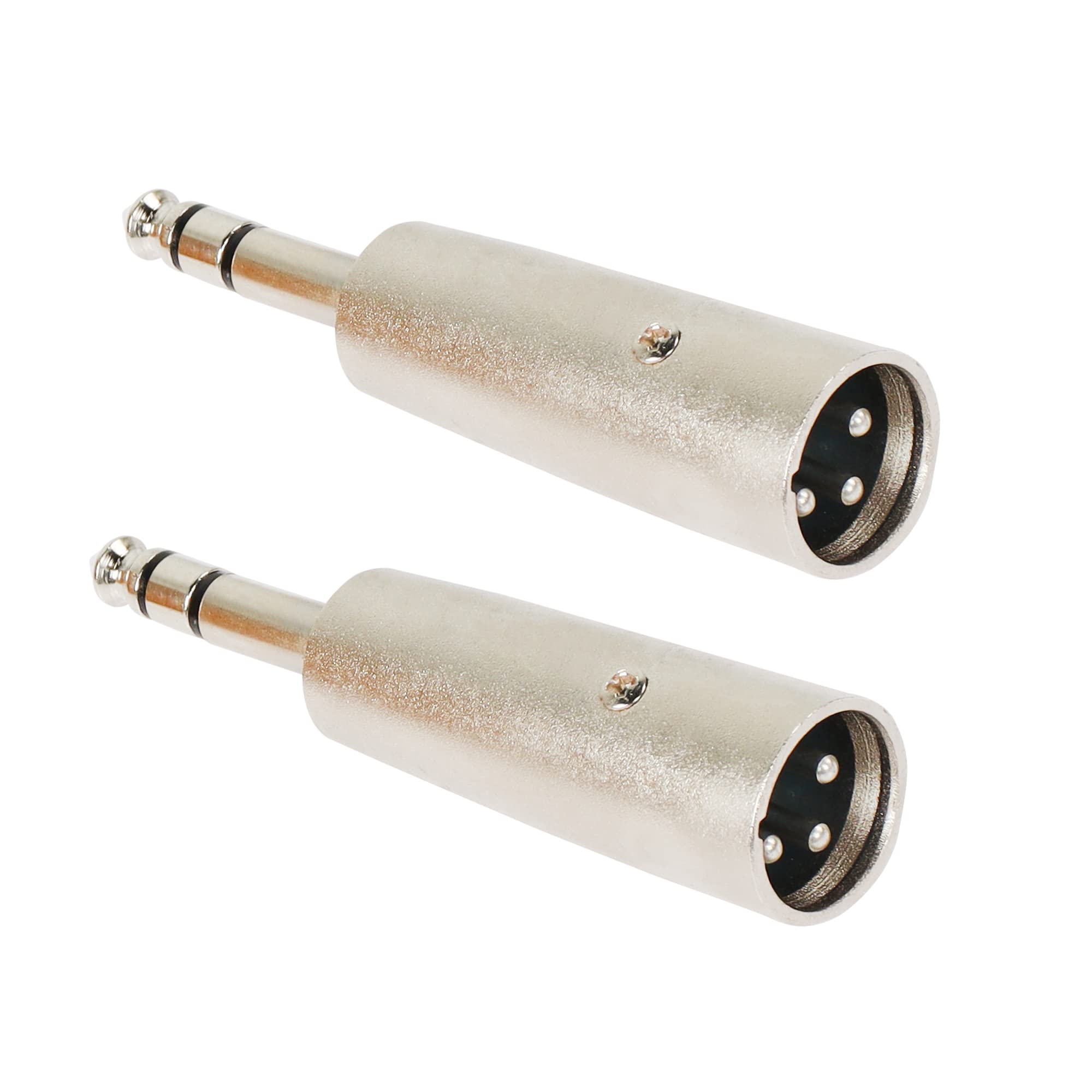 PNGKNYOCN XLR to 1/4" Adapter，6.35mm TRS Male to XLR Male Stereo Balanced Audio Connector for Mixer, Speaker, Microphone and More（2-Pack）