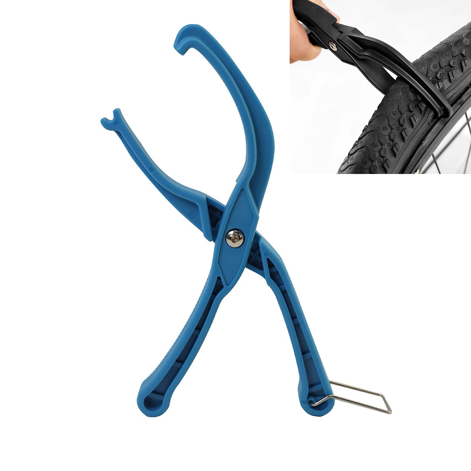 Bike Tire Pliers Rim Protector Tool Bike Tyre Removal Clamp Bicycle Tyre Tool Bike Rim Protector Hand Tire Lever Bead Tool Convenience Road Mountain Bike Tire Changer for Hard to Install Bike (Blue)