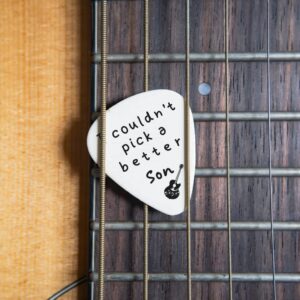 Ptzizi I Couldn’t Pick A Better Son, Stainless Steel Guitar Picks Jewelry for Guitar Player Musician Boys Son Graduation Birthday Christmas Gifts