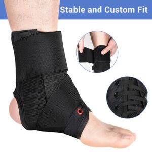 GINTRON Ankle Brace for Women Men 2022, Adjustable Lace Up Ankle Support for Sprained Ankle, Custom Fit Ankle Stabilizer for Basketball Running Volleyball Injury Recovery Ankle Splint Protector