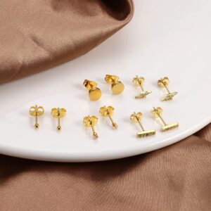 FASACCO Stud Huggies Earring Sets for Multiple Piercing Small Huggie Hoop Earrings Mini Gold Earrings Set