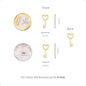 Lucchetta - 14k Gold Key to the door for my Heart Pendant, Womens Charm for Necklaces Bracelets (up to 4mm thickness)