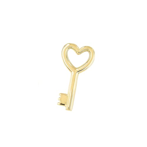 Lucchetta - 14k Gold Key to the door for my Heart Pendant, Womens Charm for Necklaces Bracelets (up to 4mm thickness)