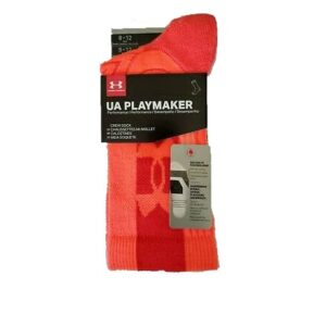 Under Armour Playmaker Men's Crew Socks, Large (8-12)- Beta Red, 1 Pair