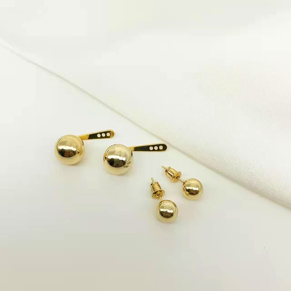 Surrounded Forest 18K Double Ball Jacket Earrings for Women Front Back 2 in 1 Stud Earrings Gold Ball Earrings