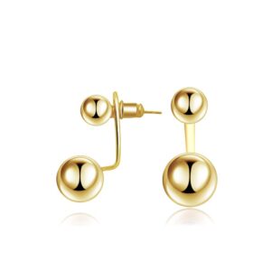 Surrounded Forest 18K Double Ball Jacket Earrings for Women Front Back 2 in 1 Stud Earrings Gold Ball Earrings