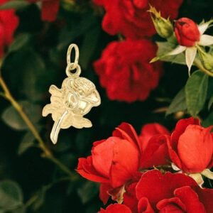 Lucchetta - Women's Rose Flower Pendant Charm Solid Yellow Gold | Romantic Jewelry from Italy for Her