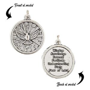 Saint Catherine Of Siena Medal Necklace with Confirmation Dove Charm | St Catherine Of Siena Pendant Jewelry,Holy Spirit Dove Pendant, Lord's Prayer Card | Catholic Patron Saint Of Italy Themed Set