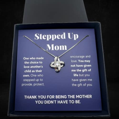 Bonus Mom Necklace Gifts Step Mom Mothers Day Gift Stepped Up Mom From Step Daughter Stepson To My Bonus Mom Pendant Jewelry Present with Message Card and Gift Box. Gift for Stepmom. Bonus Mom Gift.