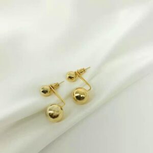 Surrounded Forest 18K Double Ball Jacket Earrings for Women Front Back 2 in 1 Stud Earrings Gold Ball Earrings