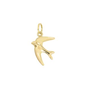 lucchetta - yellow gold swallow wings of freedom pendant: symbol of journey and homecoming, womens 14k charms for necklaces and chains