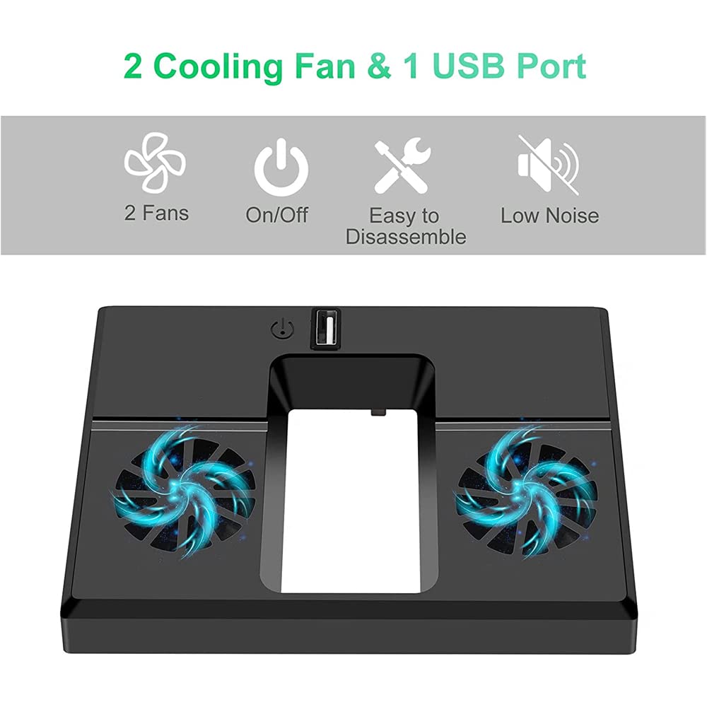 Cooling Fan Compatible for Xbox Series X, External Cooler Game Console Cooling Systems with 2 Cooling Fan and 1 USB Port