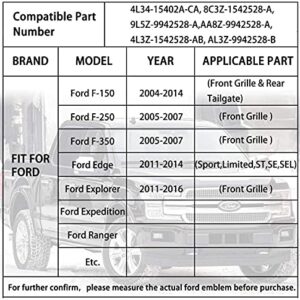 Shenwinfy for Ford Emblem, 9 Inch Front Grill Rear Tailgate Emblem Fit for 04-14 F150, 11-14 Edge, 11-16 Explorer, 06-11 Ranger, 07-14 Expedition