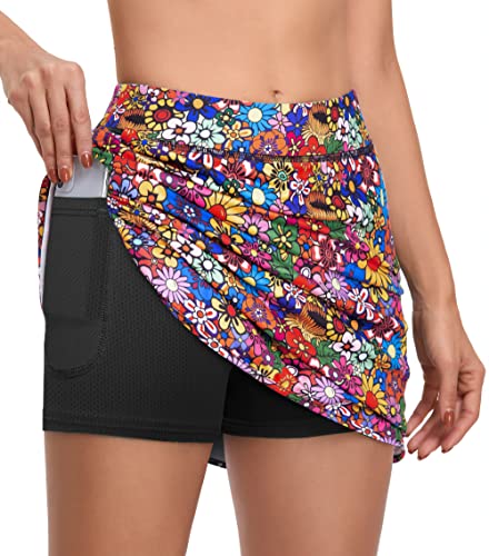 CHICHO Women's Athletic Skirt Tennis Skort with Pockets Golf Skirts UPF 50+ Workout Running Sport Skorts