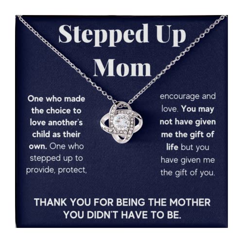 Bonus Mom Necklace Gifts Step Mom Mothers Day Gift Stepped Up Mom From Step Daughter Stepson To My Bonus Mom Pendant Jewelry Present with Message Card and Gift Box. Gift for Stepmom. Bonus Mom Gift.