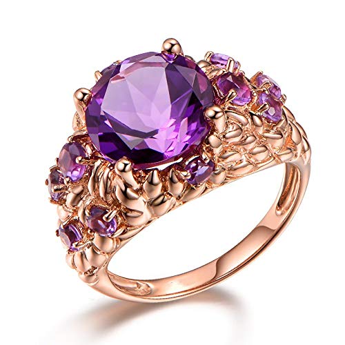 Koguxuix 18k Rose Gold Filled Luxurious Imitation Amethyst Wedding Ring for Women (9)