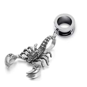 WEGB Scorpion Pendant Ear Plugs，Stainless Steel Tunnel Plug Gauge Earrings for Stretched Ears