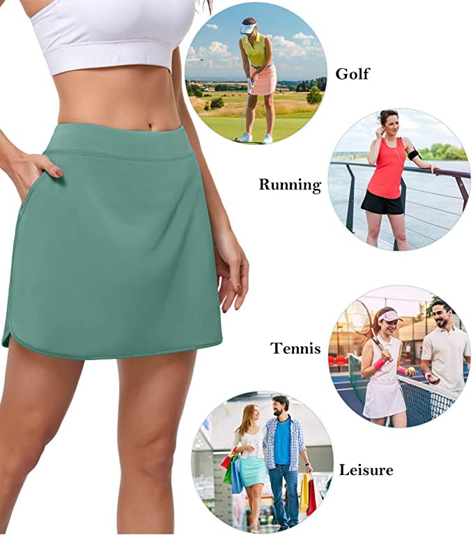 CHICHO Women's Athletic Skirt Tennis Skort with Pockets Golf Skirts UPF 50+ Workout Running Sport Skorts