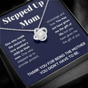 Bonus Mom Necklace Gifts Step Mom Mothers Day Gift Stepped Up Mom From Step Daughter Stepson To My Bonus Mom Pendant Jewelry Present with Message Card and Gift Box. Gift for Stepmom. Bonus Mom Gift.