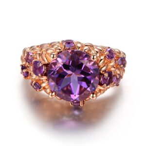 Koguxuix 18k Rose Gold Filled Luxurious Imitation Amethyst Wedding Ring for Women (9)