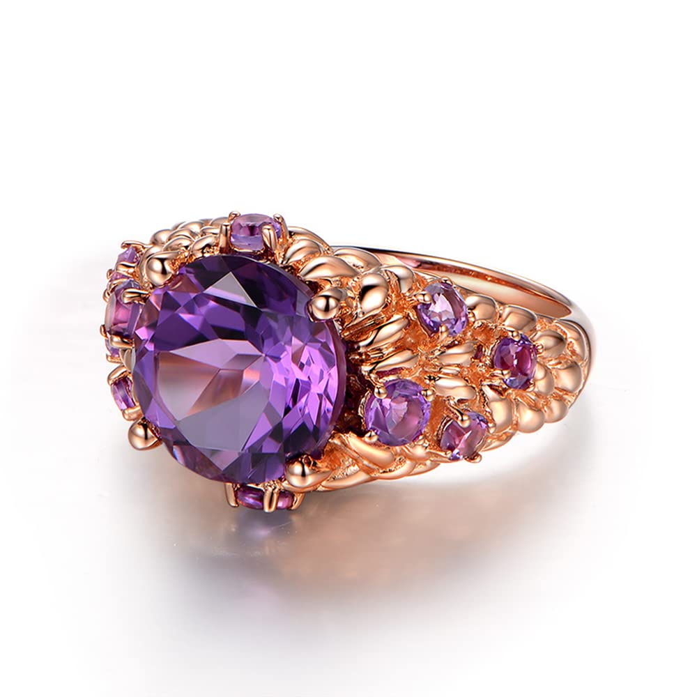 Koguxuix 18k Rose Gold Filled Luxurious Imitation Amethyst Wedding Ring for Women (9)