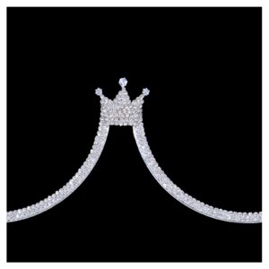 Rhinestone Crown Chest Bracket Body Jewelry Sexy Crystal Chest Bracket Rhinestone Bra Body Chain Bikini Chest Chain Waist Body Chain for Women (Silver)