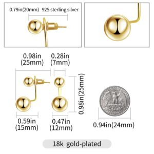 Surrounded Forest 18K Double Ball Jacket Earrings for Women Front Back 2 in 1 Stud Earrings Gold Ball Earrings