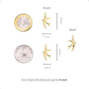 Lucchetta - Yellow Gold Swallow Wings of Freedom Pendant: Symbol of Journey and Homecoming, Womens 14k Charms for Necklaces and Chains