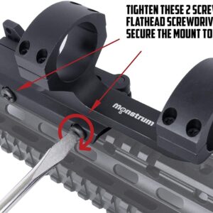 Monstrum 3-9x32 AO Rifle Scope with Illuminated Range Finder Reticle and Parallax Adjustment | ZR252 Quick Release Scope Mount | Flat Dark Earth | Bundle