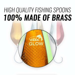 ETIC Cobra 2.5", ½oz Fishing Spoons Kit 100% Made of Brass, 3 pcs Fishing Lures, Tackle, Hooks, Baits, Spinning, Casting, Trolling for Trout, Salmon, Pike, Walleye, Bass and Mores