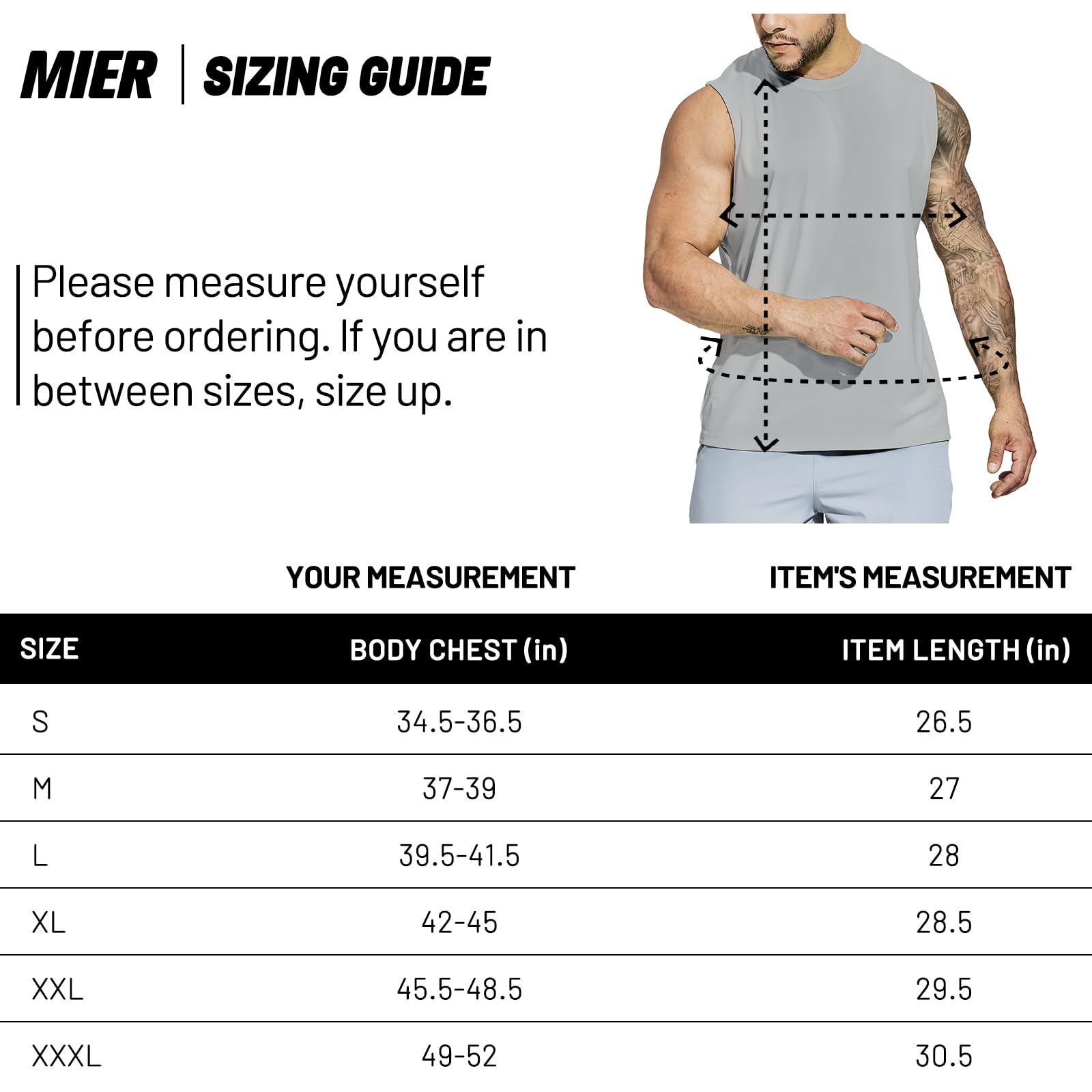 MIER Men's Lightweight UPF 50+ Sleeveless Bodybuilding Tank Tops Breathable Fishing Hiking Shirts UV-Proof Ultralight Workout Muscle Tee, Black/Navy/Light Gray, L