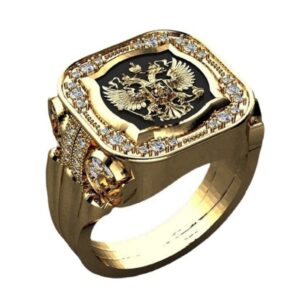 awmnjtmgpw 18k gold eagle british diamond set zircon ring atmospheric men's cool ring size 7-11 (size 8)