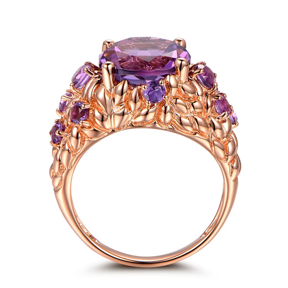 Koguxuix 18k Rose Gold Filled Luxurious Imitation Amethyst Wedding Ring for Women (9)