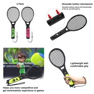 Ermorgen Switch Sports Accessories Bundle, 9 in 1 Kit for Switch & Switch OLED, Joycon Grip for Sport Game, Leg Straps & Wrist Strap, Tennis Badminton Rackets, Golf Club and Sword Controller