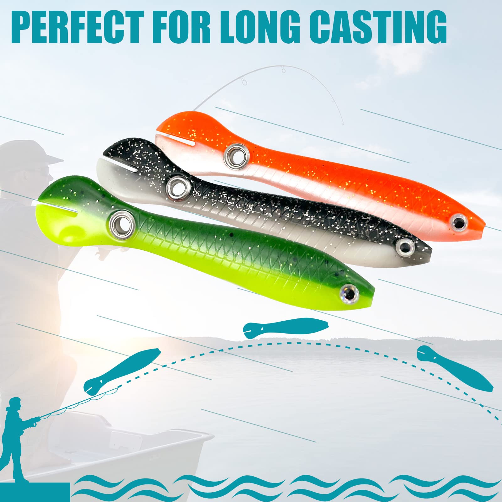 Soft Bionic Fishing Lure, Soft Plastic Fishing Lures, Bass Fishing Bait, Freshwater Top Water Saltwater Fishing Lures, Swim Baits for Bass Fishing, Bass Lures - 10 PCS