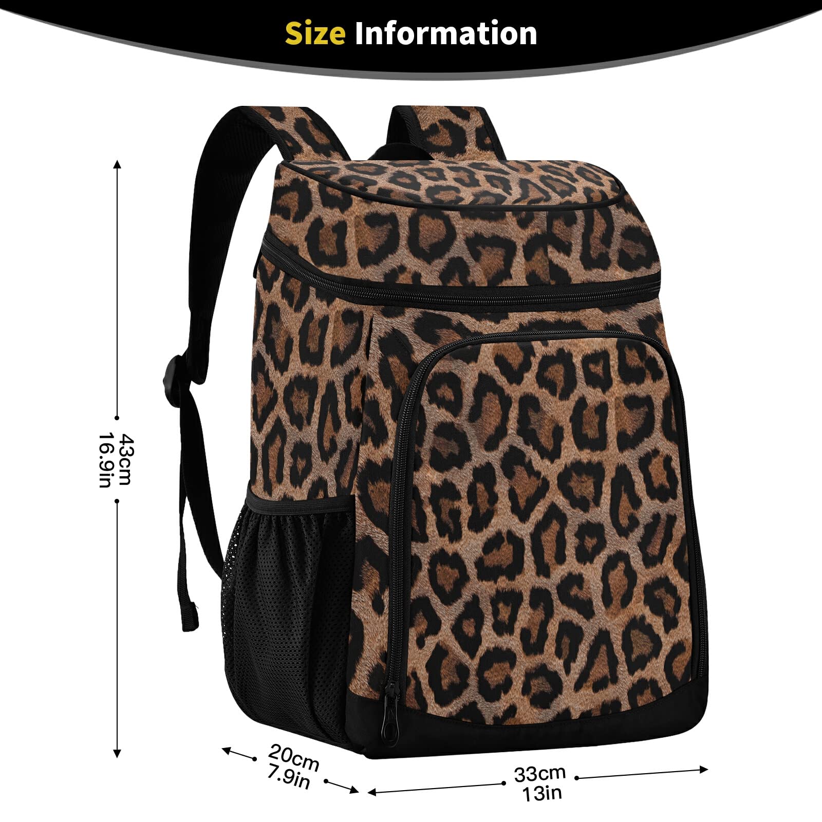 Leopards Cooler Backpack for Women Men Picnic Cooler Bags Insulated Leakproof Portable