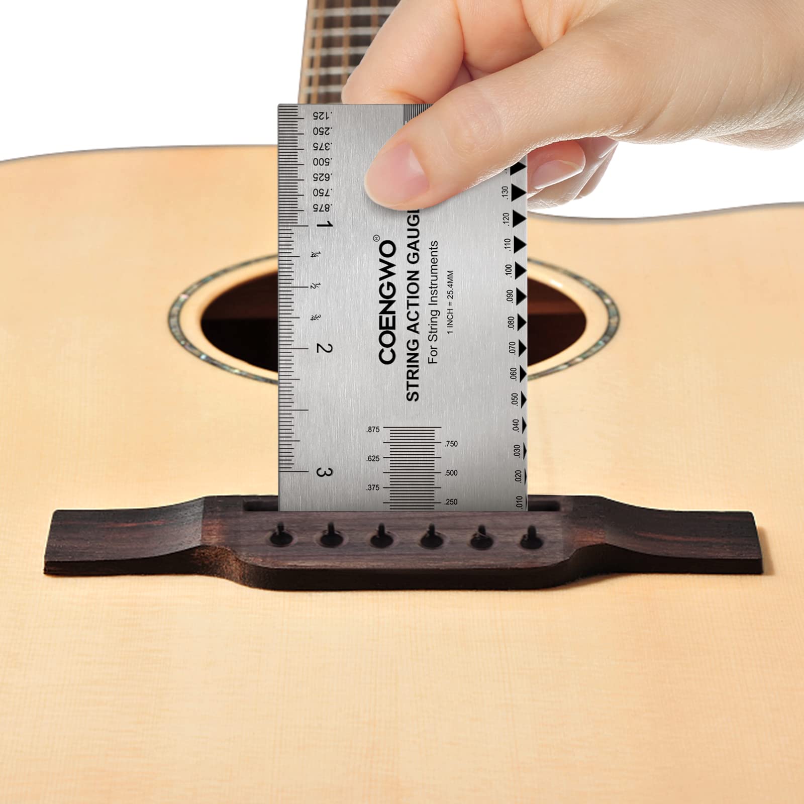 Guitar String Action Gauge, COENGWO String Height Gauge Ruler Guitar Setup Measuring Tool Kit for Guitar, Bass, Mandolin, Banjo