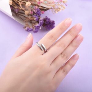 JXJL Silver Adjustable Ring Inspirational Jewelry S925 Sterling Wrap Open Ring for Women(Grandma&Granddaughter)