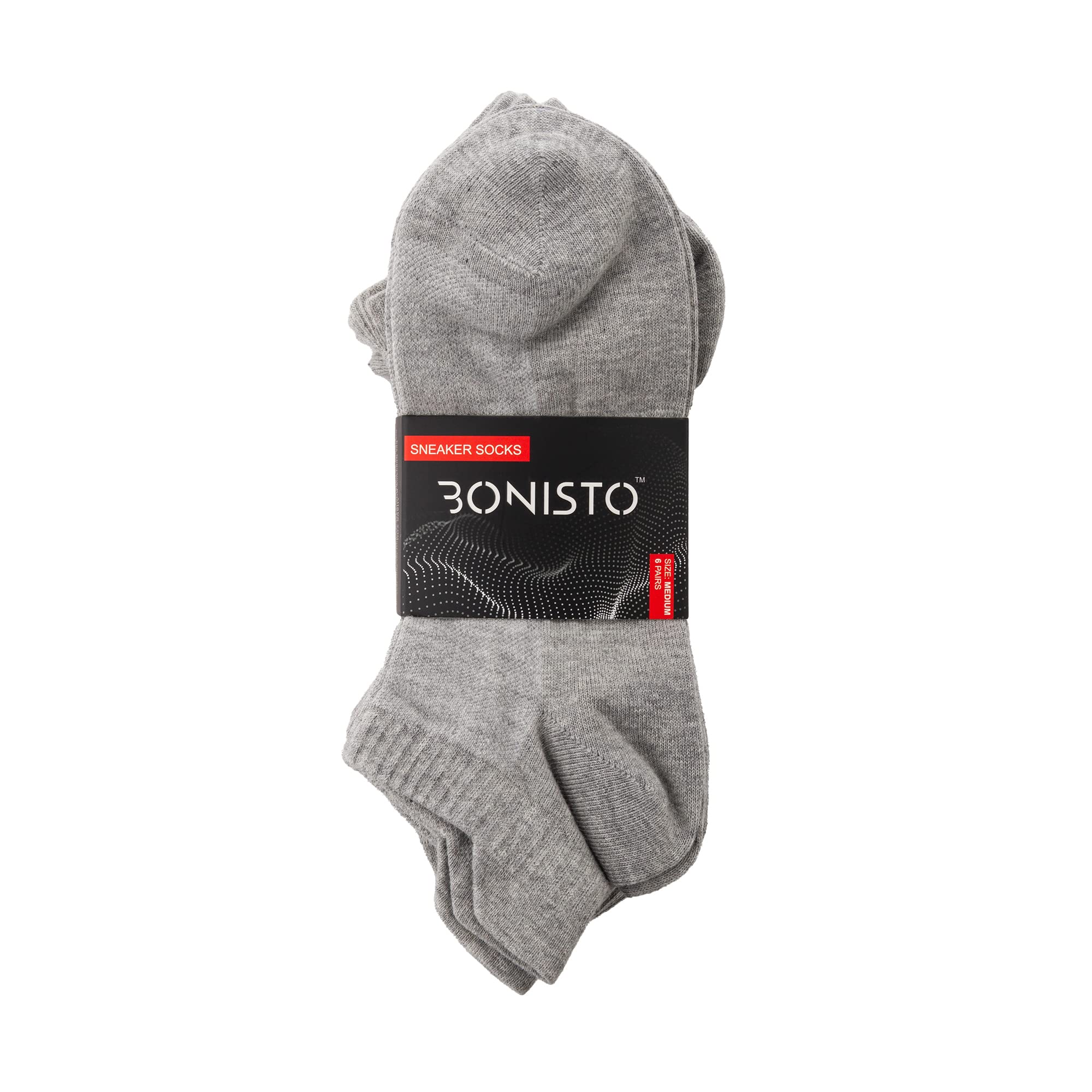 BONISTO Cotton Ankle Socks - 6 Pairs Mens Athletic Low Cut Socks - Soft Sneaker Socks (Medium, Light Grey)