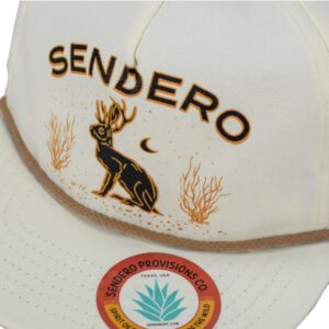 Sendero Provisions Co. Screen Printed Jackalope Snapback Hat White, One Size