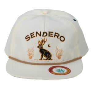 Sendero Provisions Co. Screen Printed Jackalope Snapback Hat White, One Size