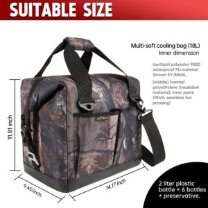 KRIYNAA Insulated Cooling Bag, Double-Layer Large Insulated Lunch Bag(18L), Leak-Proof Collapsible Shoulder Cooler, Suitable for Men and Women Working Picnic, Beach Travel (Leaf Camouflage)