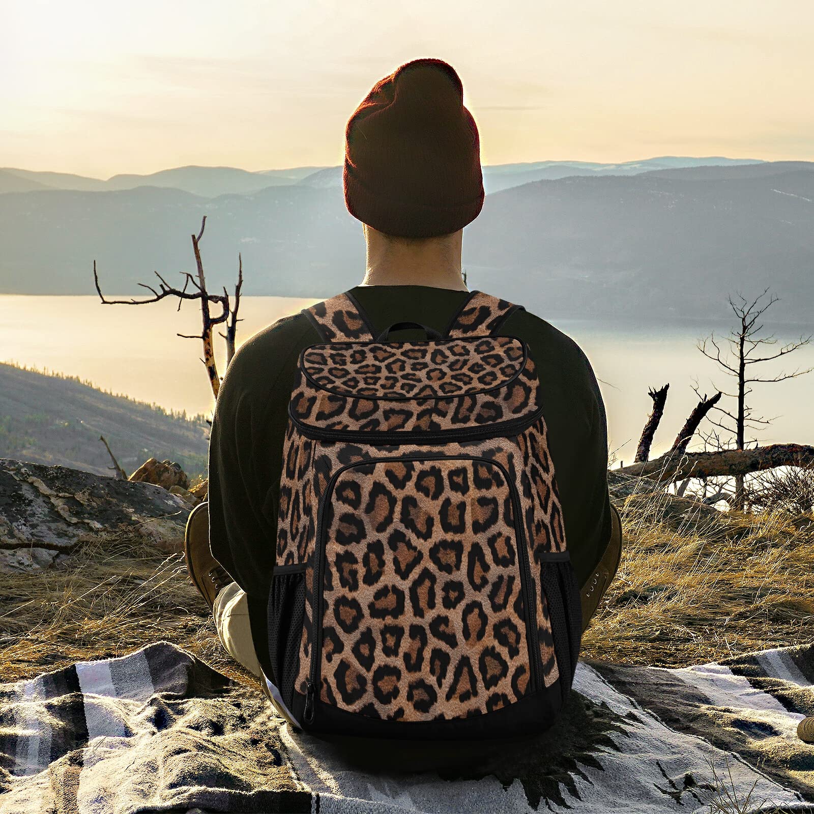 Leopards Cooler Backpack for Women Men Picnic Cooler Bags Insulated Leakproof Portable